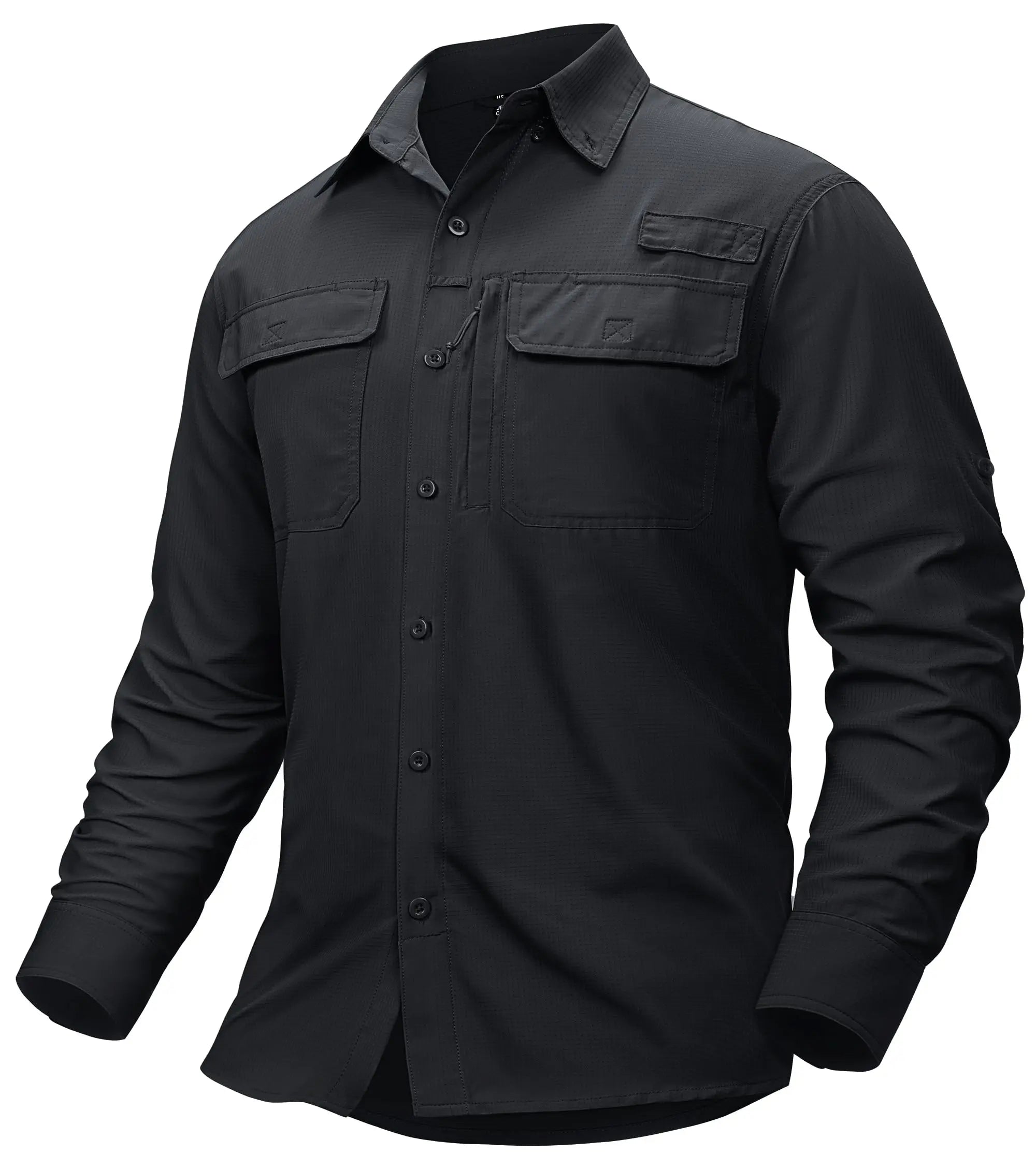 TACVASEN Quick Dry Fishing Shirts Men's UPF 50+ Sun Protection Long+short Sleeve Shirts Mesh Breathable Hiking Work Cargo Shirts