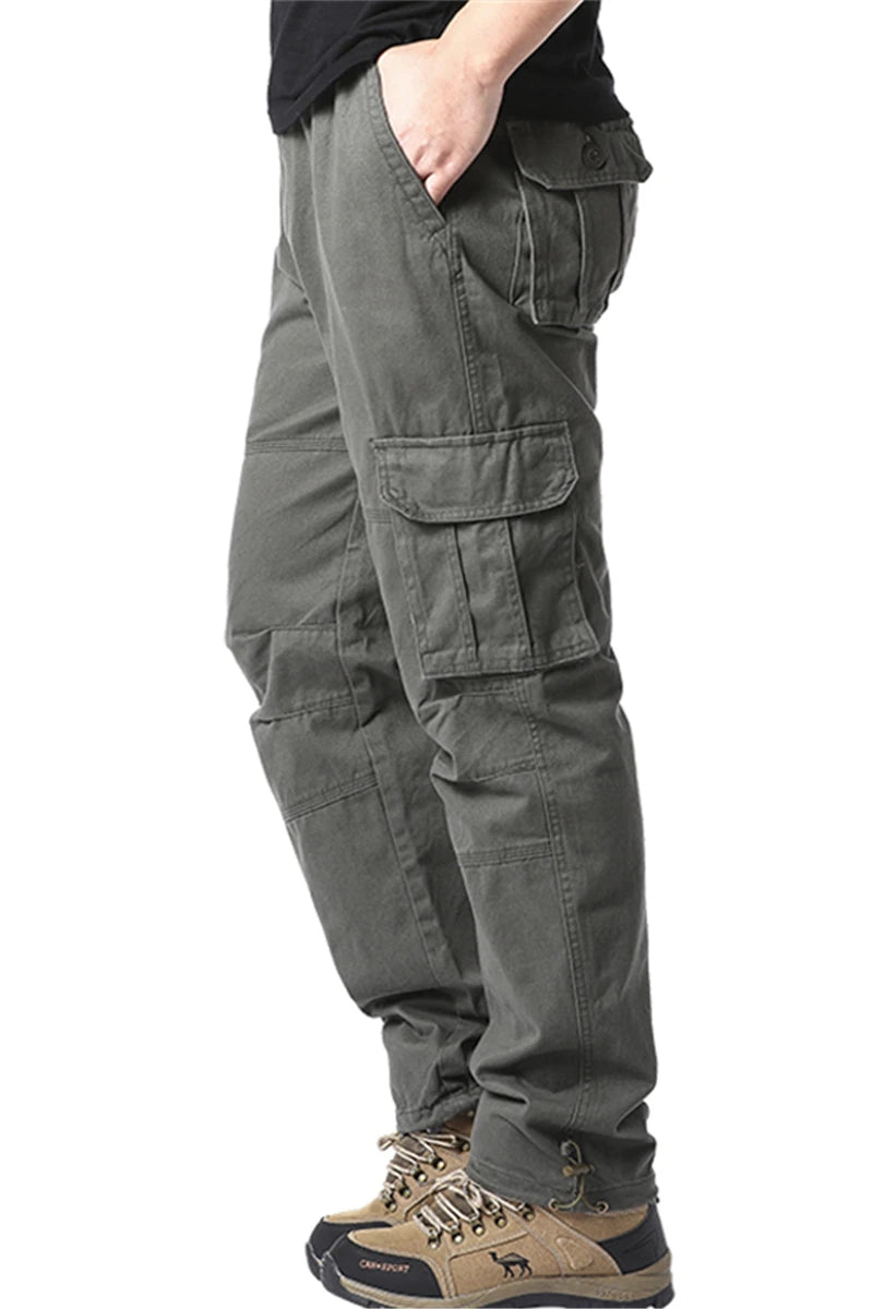 Big Size Men's Casual Sports Pants Stretch Waist Tactical Cargo Pants Man Hiking Pants Joggers Cotton Trousers