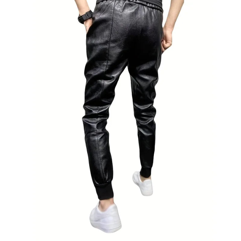 Work Pants Men's Leather Pants Man Loose Street Wind Multiple Pockets Gothic Clothes Man Lederhosen Luxury Designer Clothes Real