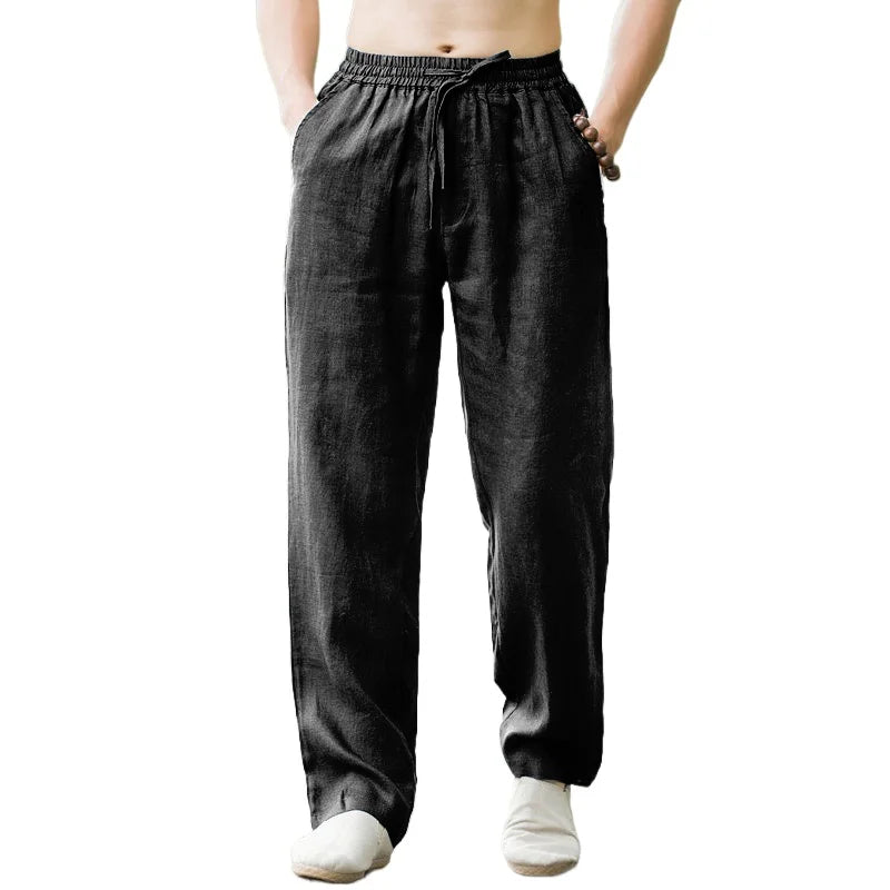 New Men's Pants Sweatwear Solid Color Breathable Trousers Cotton Fitness Lightweight Casual Summer Men Beach Pants