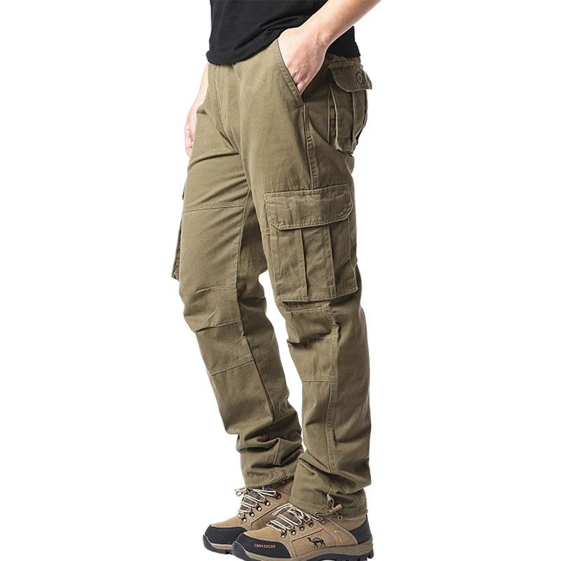 Big Size Men's Casual Sports Pants Stretch Waist Tactical Cargo Pants Man Hiking Pants Joggers Cotton Trousers
