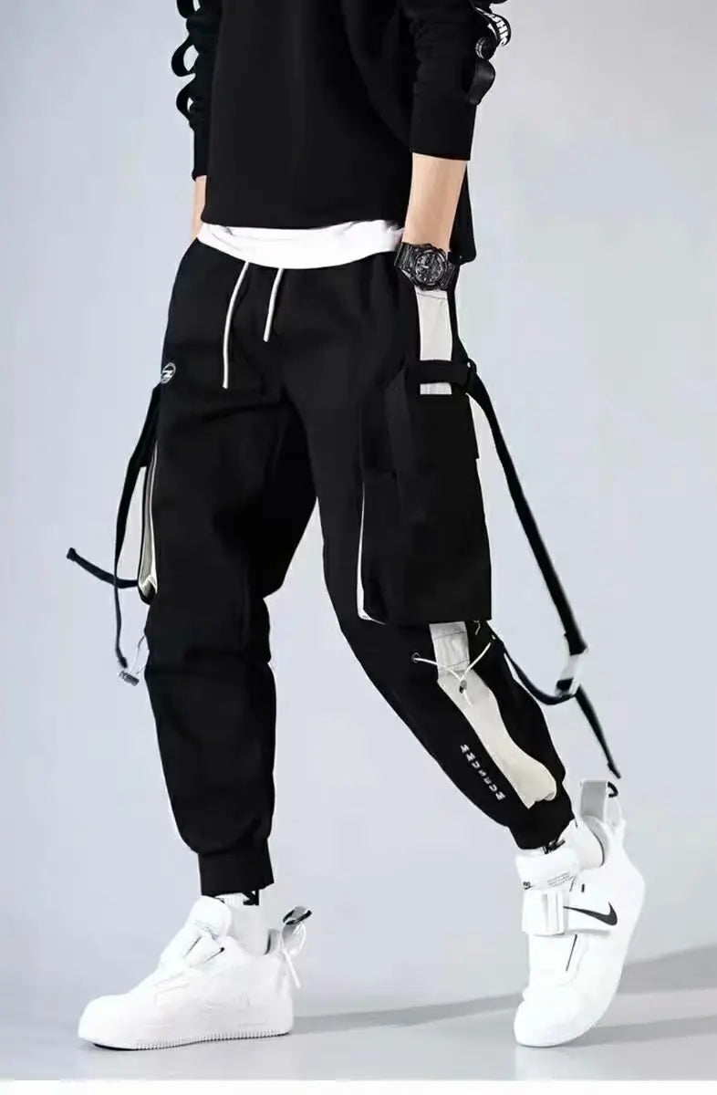 Loose Fit Multi Pocket Joggers For Spring Summer, Men's Street Style Waist Drawstring Casual Pants Cargo Pants For Fitness Outdo