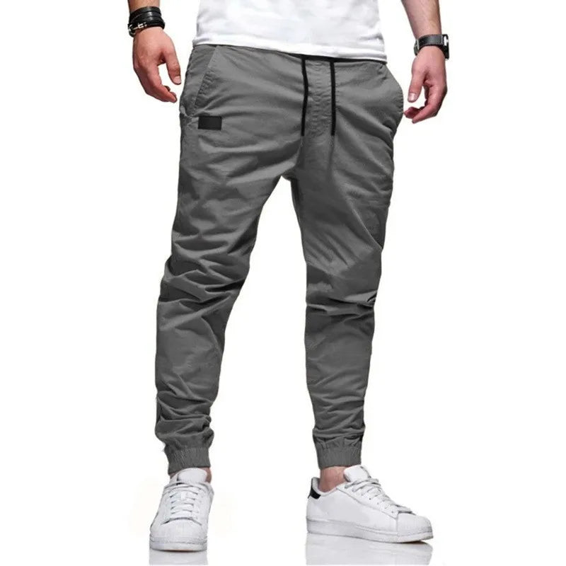 New slim fit casual pants, simple European and American casual solid color patchwork leather pants, youthful trendy pants