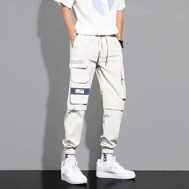 Outdoor Casual Pants Men's wear-resistant loose-fitting straight-leg multi-pocket overalls men's trousers
