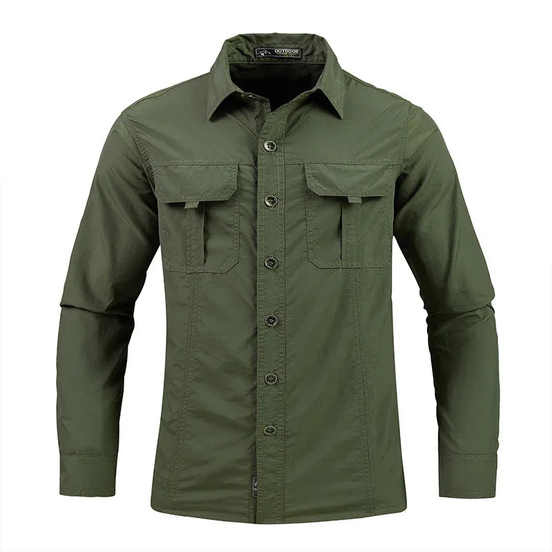 Sun Protection Shirt Quick Dry Long Sleeve Mesh Breathable Shirt Multi Pockets Fishing Shirts Hiking Work Cargo Shirts Tactical