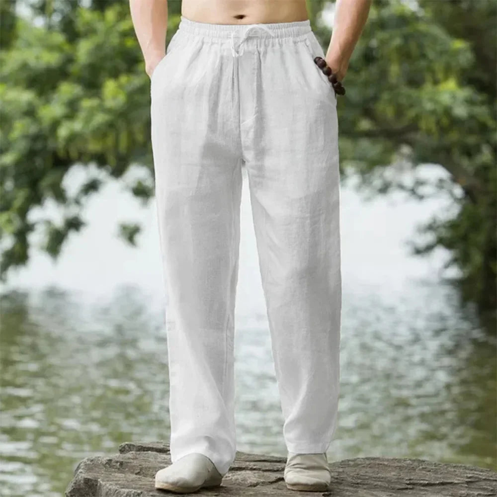 New Men's Beach Pants Joggers Fashion Cotton Linen Sweatpants Casual Pants Hawaiian Vacation Loose Spring/Summer Long M-4XL