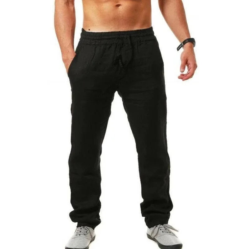 Korean Summer Men's Cotton Pants New Breathable Solid Color Comfortable Pants Fitness Yoga Jogging Sweatpants Streetwear