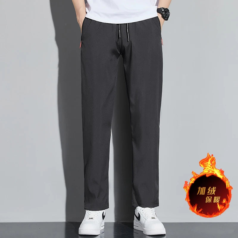 Men's Casual Pants Business Stretch Slim Fit Elastic Waist Jogger Korean Classic Blue Black Gray Male Brand Trousers