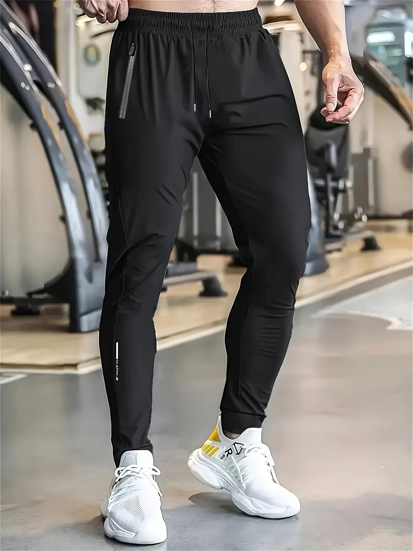 Men's High Elastic Zipper Pocket Trousers Lightweight Drawstring Sports Pants Gift Mens Sweatpants Fishing Vintage Football Man