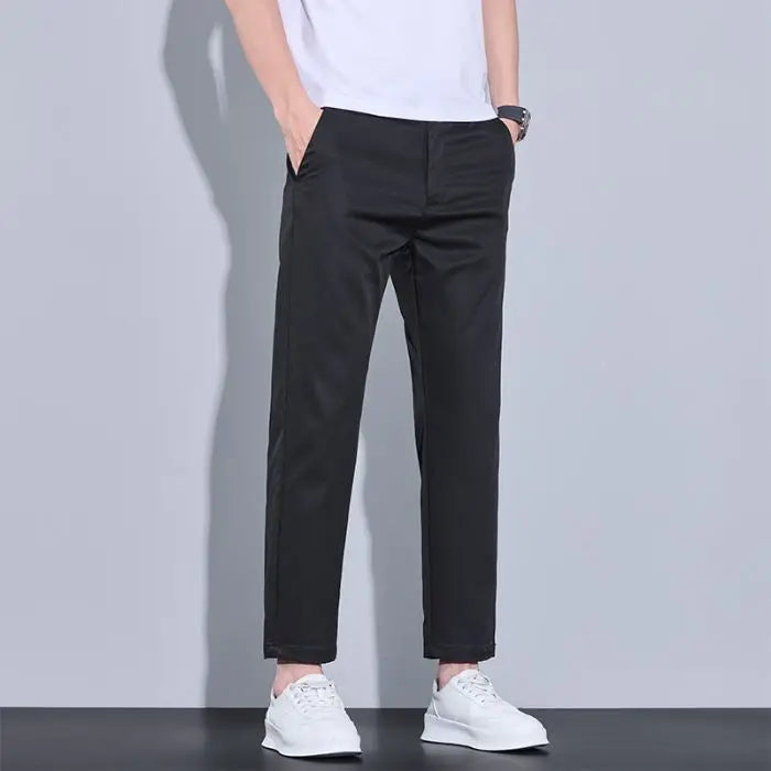 2025 New Summer Ankle-Length Pants Men Straight Fit Fashion Thin Brand Clothing Solid Color Casual Trousers Male 28-38