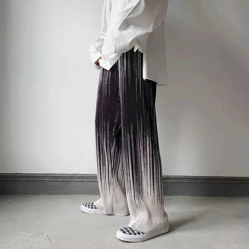 Summer Silk Pleated Man Casual Pants Harajuku Wide Leg Oversize Pants Streetwear Vintage Y2k Pants Clothes Trousers  2022 New