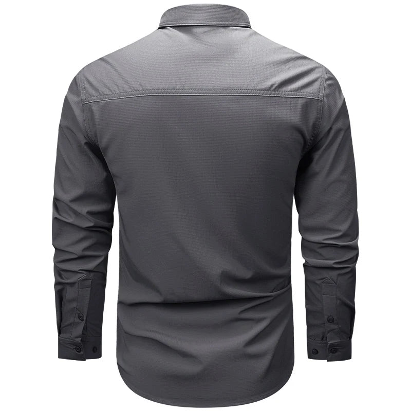 Men Tactical Shirt Men Quick Dry Long Sleeve Cargo Shirts Outdoor Casual Breathable Multi-pocket Hiking Fishing Work Shirt