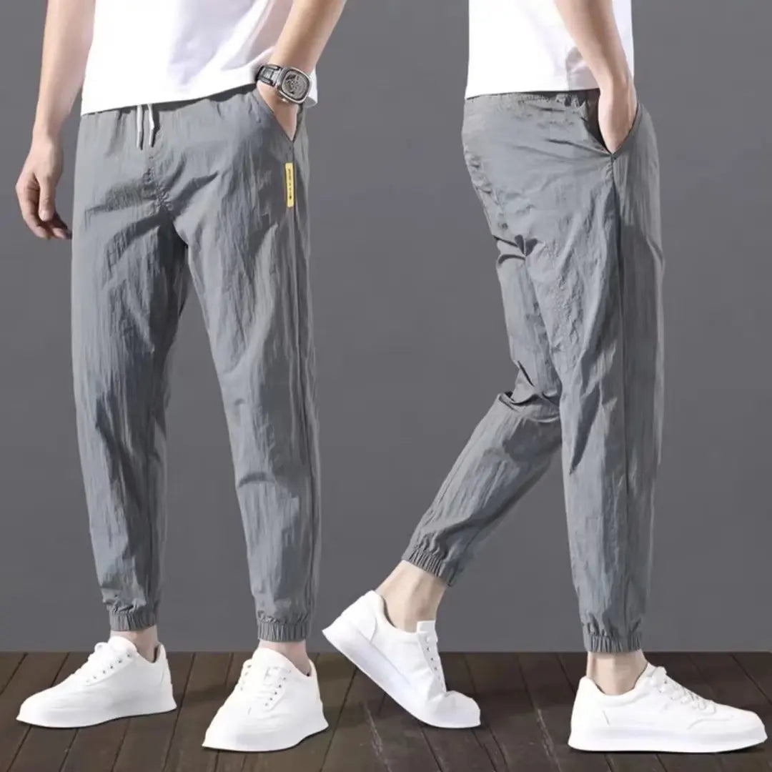 Summer New Fashion Trendloose Large Size Thin Ice Silk Breathable Korean Sports Casual Nine Point Pants 90s Vintage Clothes