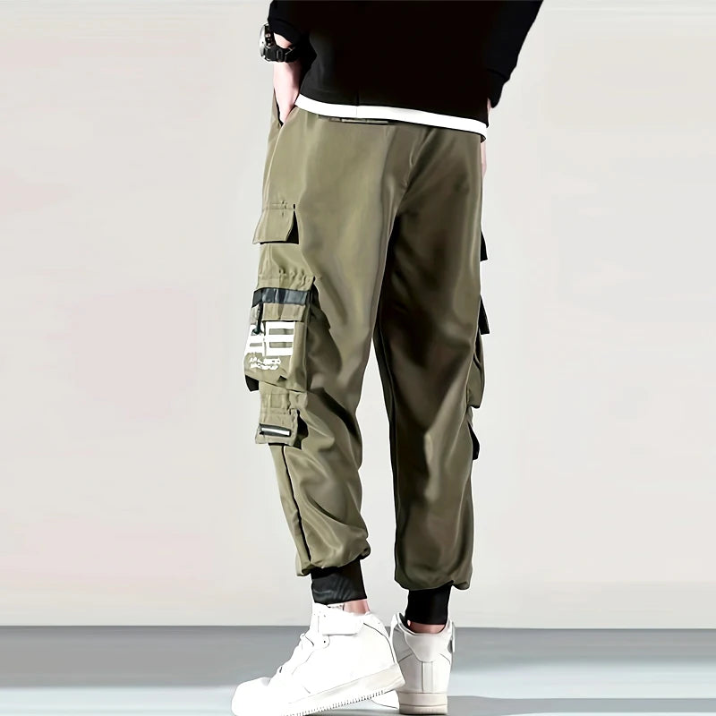 Outdoor Casual Pants Men's wear-resistant loose-fitting straight-leg multi-pocket overalls men's trousers