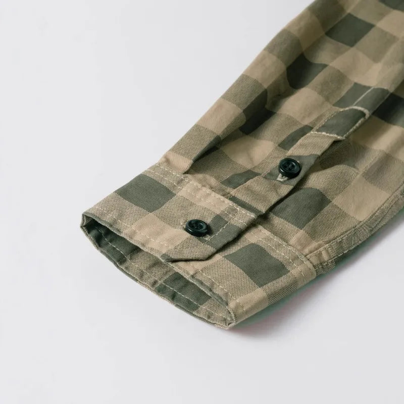 Men Long-sleeved Plaid Casual Shirts New Spring Male Military Outdoor Loose Cargo Shirts High Quality Man Cotton 100% Shirts 3XL