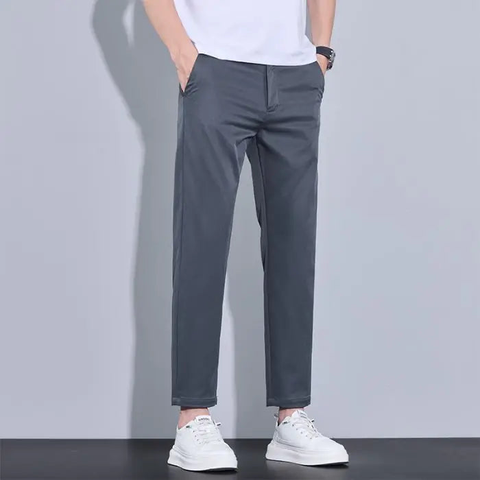 2025 New Summer Ankle-Length Pants Men Straight Fit Fashion Thin Brand Clothing Solid Color Casual Trousers Male 28-38