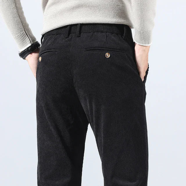 2024 Spring Autumn Men's Corduroy Casual Pants Business Fashion Solid Color Elastic Regular Fit Trousers Male size 29-38