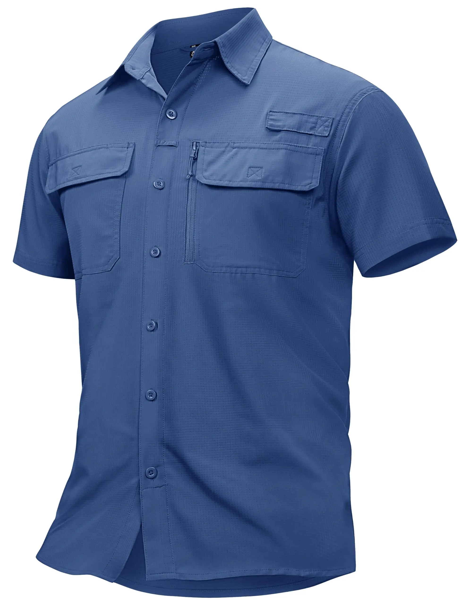 TACVASEN Quick Dry Fishing Shirts Men's UPF 50+ Sun Protection Long+short Sleeve Shirts Mesh Breathable Hiking Work Cargo Shirts