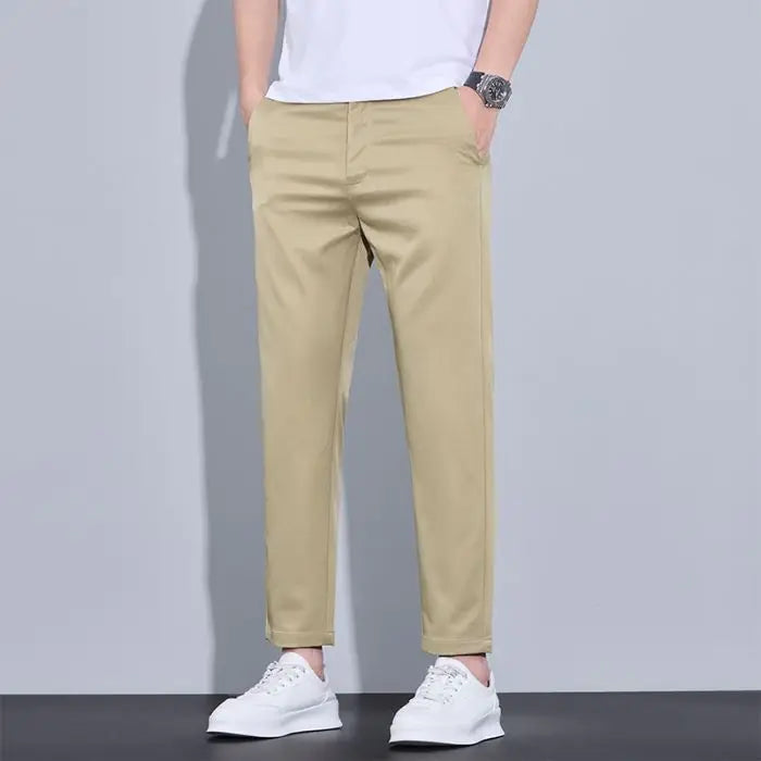 2025 New Summer Ankle-Length Pants Men Straight Fit Fashion Thin Brand Clothing Solid Color Casual Trousers Male 28-38