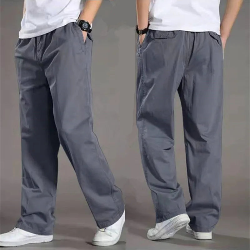 Summer thin cotton casual pants men loose straight leg 2024 new men's pants trend all matching men's long pants