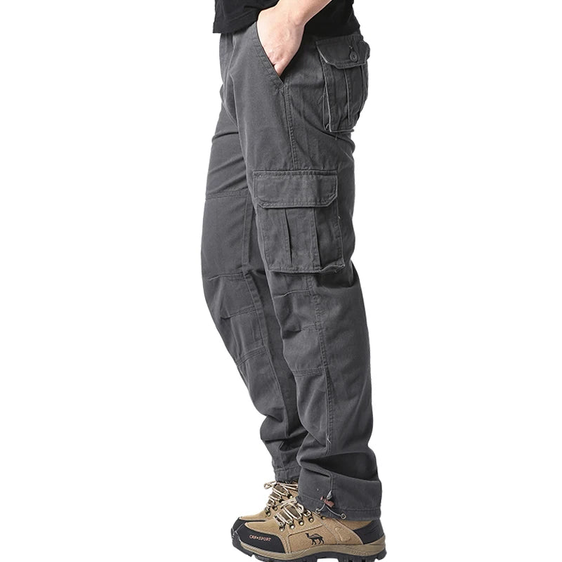 Big Size Men's Casual Sports Pants Stretch Waist Tactical Cargo Pants Man Hiking Pants Joggers Cotton Trousers