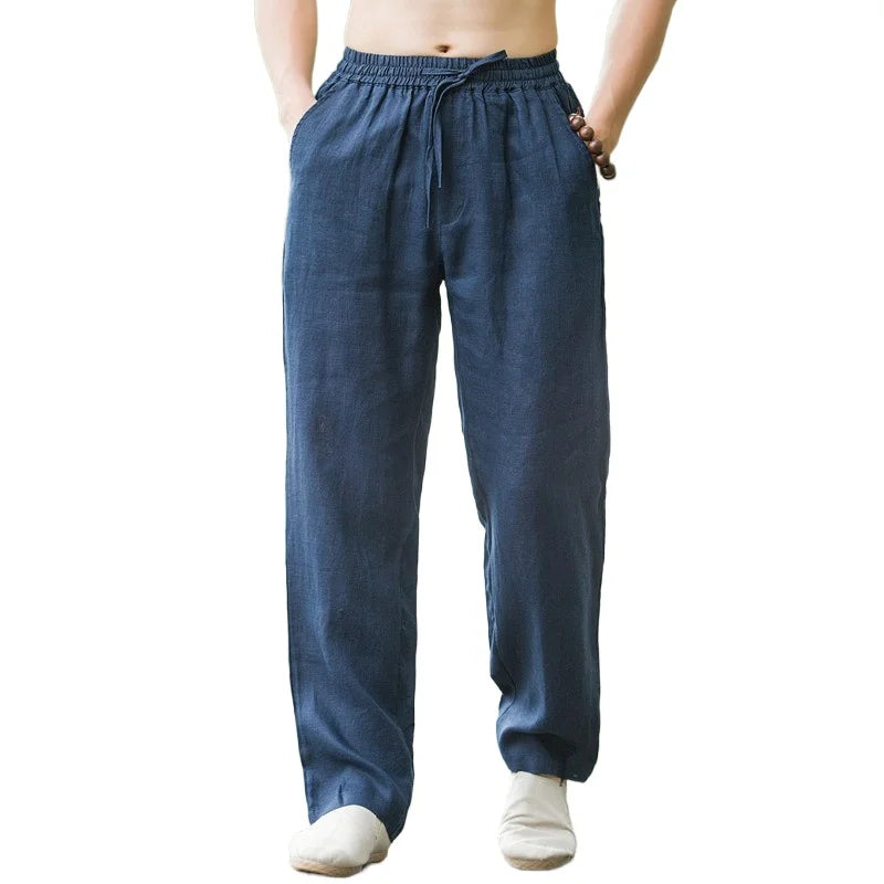 New Men's Pants Sweatwear Solid Color Breathable Trousers Cotton Fitness Lightweight Casual Summer Men Beach Pants
