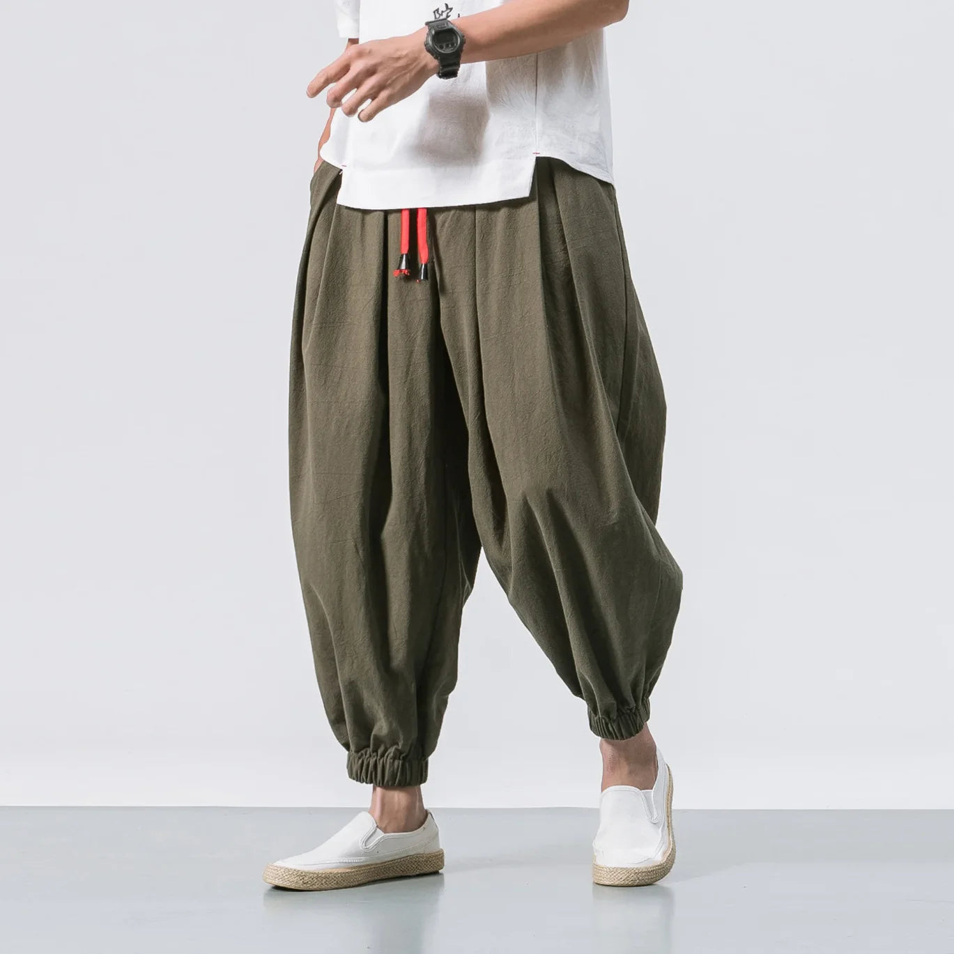 Men Loose Harem Pants Chinese Linen Overweight Sweatpants High Quality Casual Brand Oversize Trousers Male