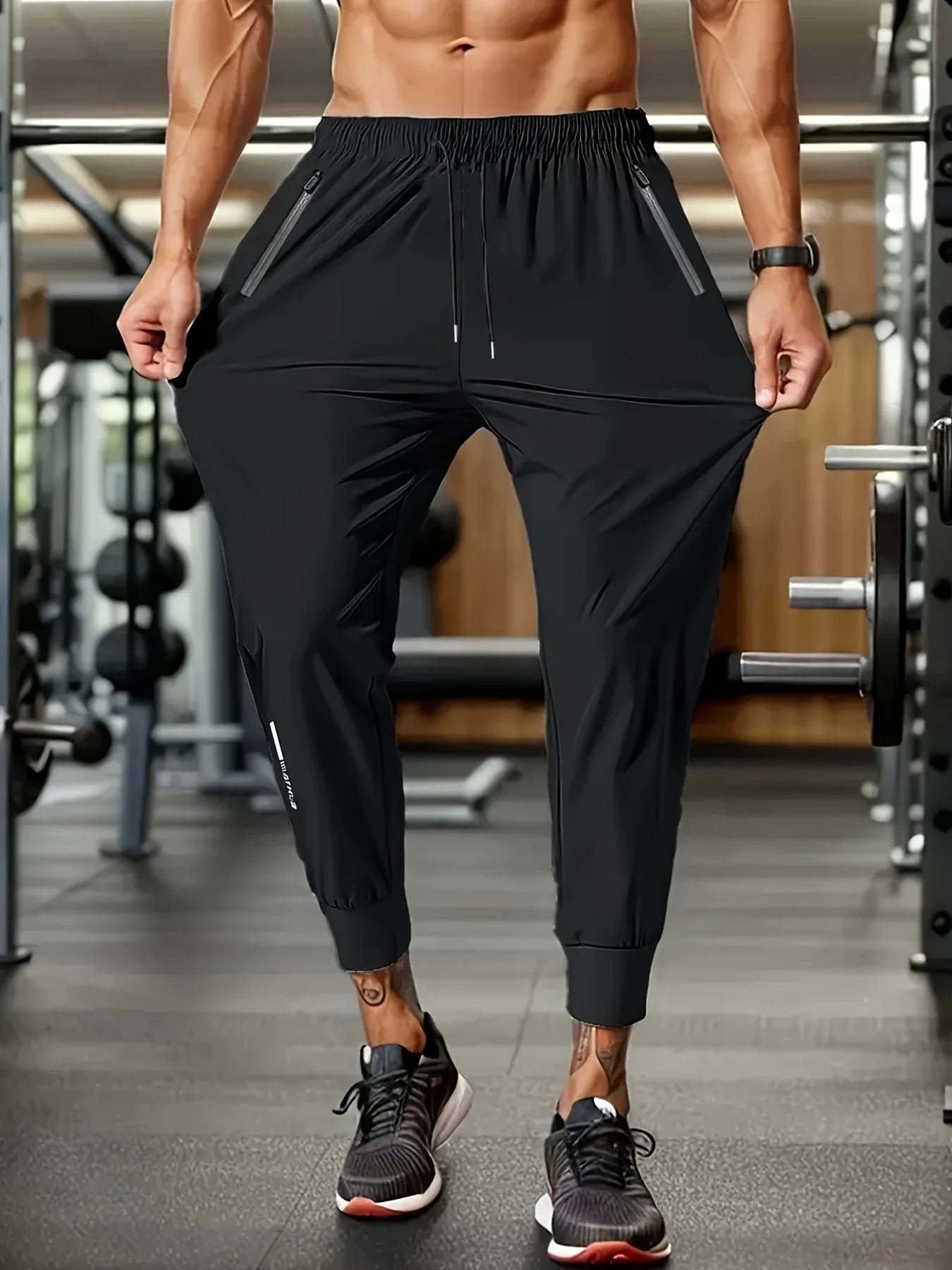 Men's High Elastic Zipper Pocket Trousers Lightweight Drawstring Sports Pants Gift Mens Sweatpants Fishing Vintage Football Man